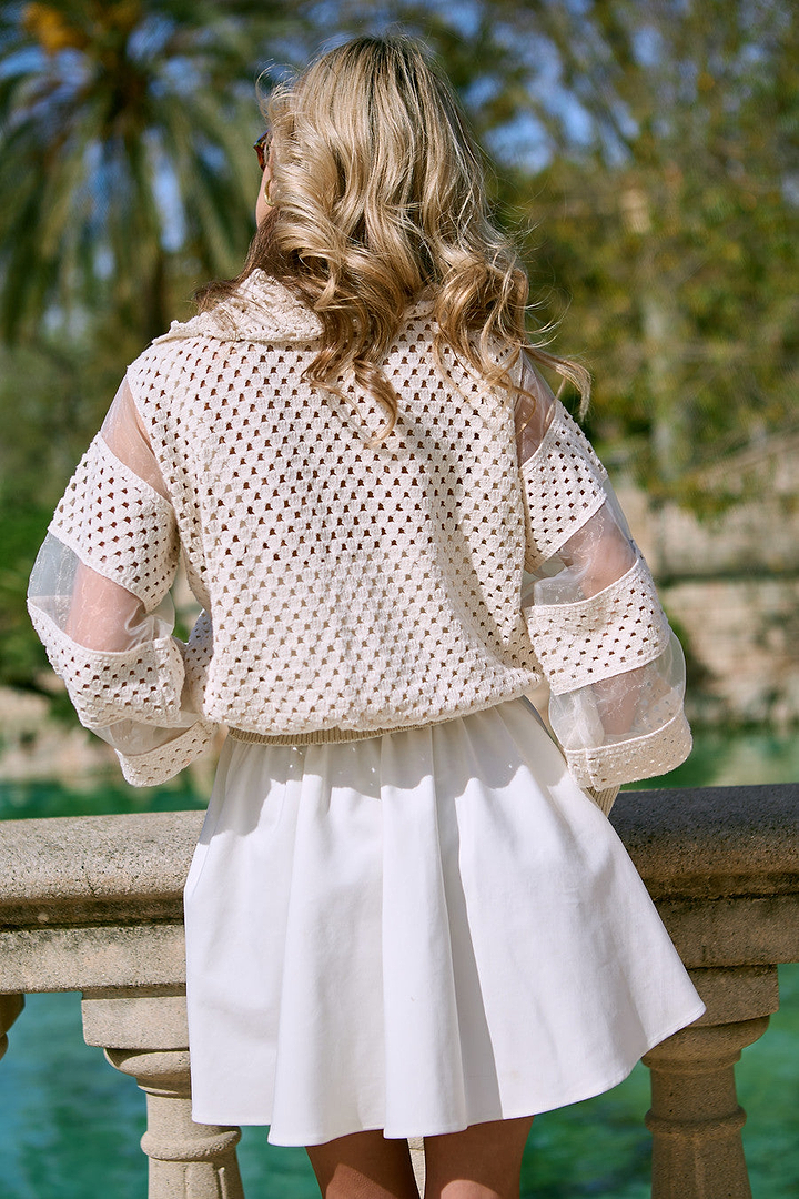 Hand Crochet Sheer Button Cardigan