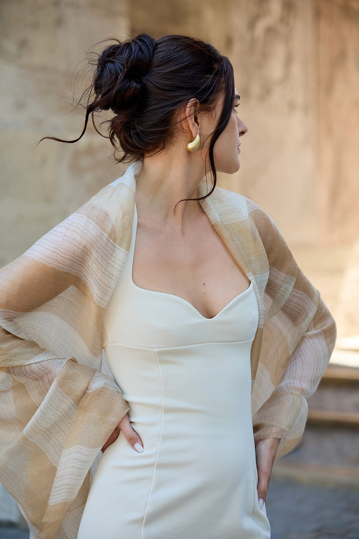 Silk Wool Shimmering Striped Scarf