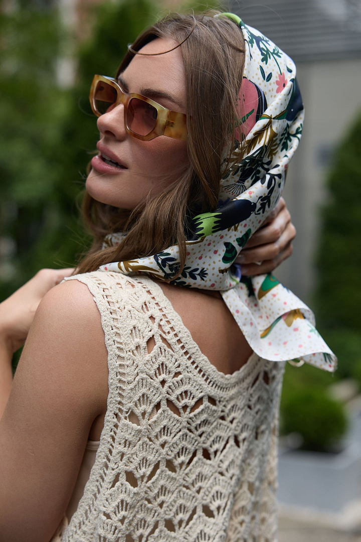 Birds And Insects Silk Bandana