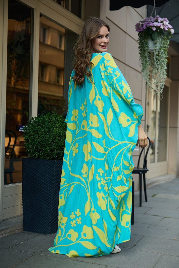 Bold Floral Kaftan Maxi Blue combo