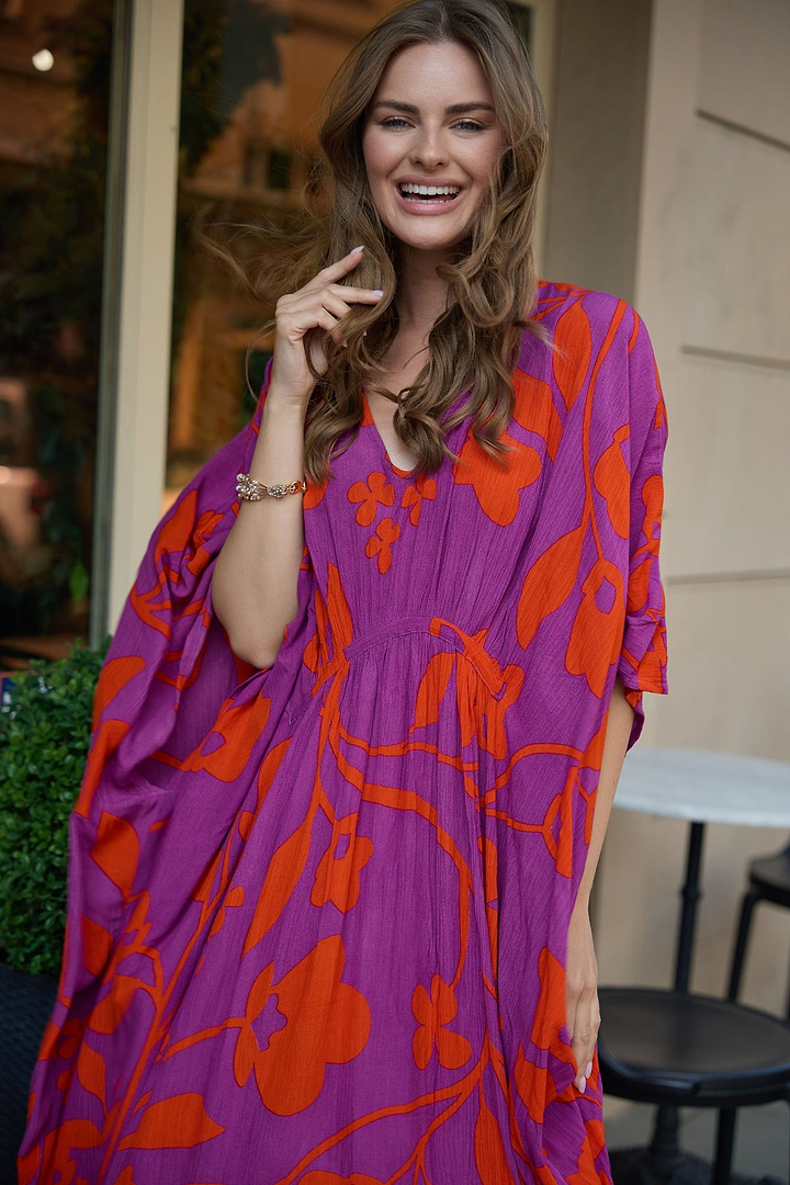 Bold Floral Kaftan Maxi Deep Pink