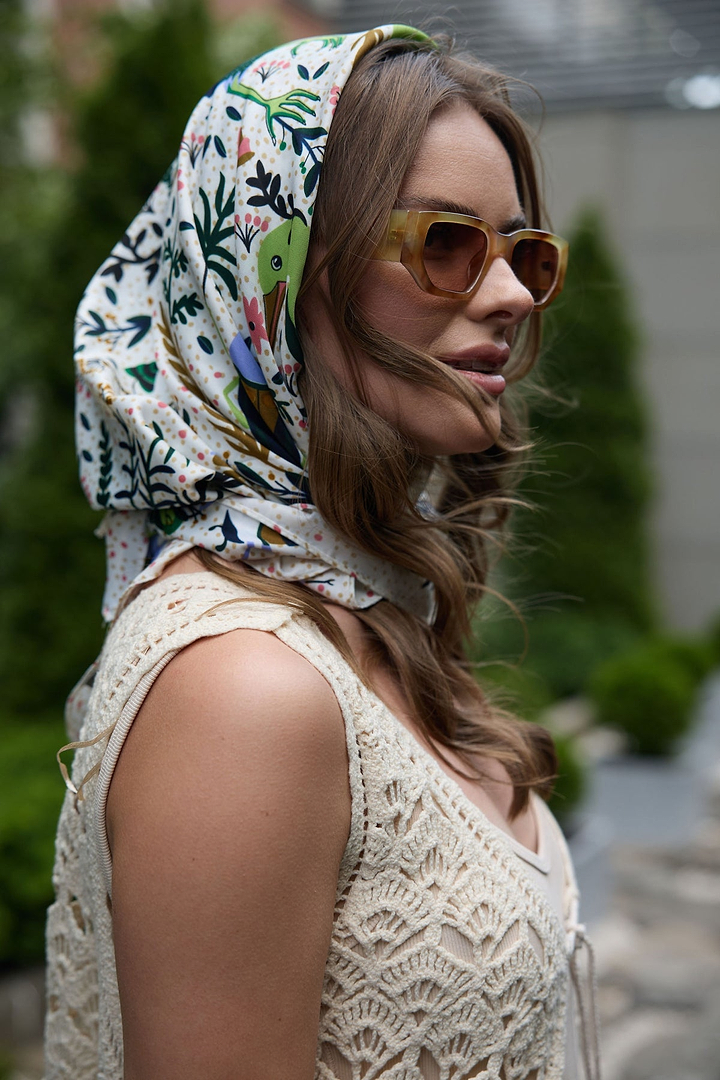 Birds And Insects Silk Bandana