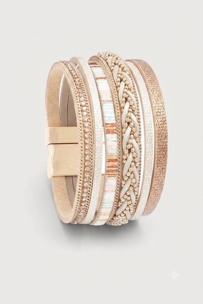 Braided Leather Multi Strand Bracelet