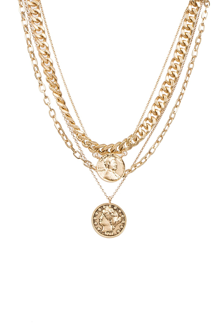 Layered Chain Coin Necklace