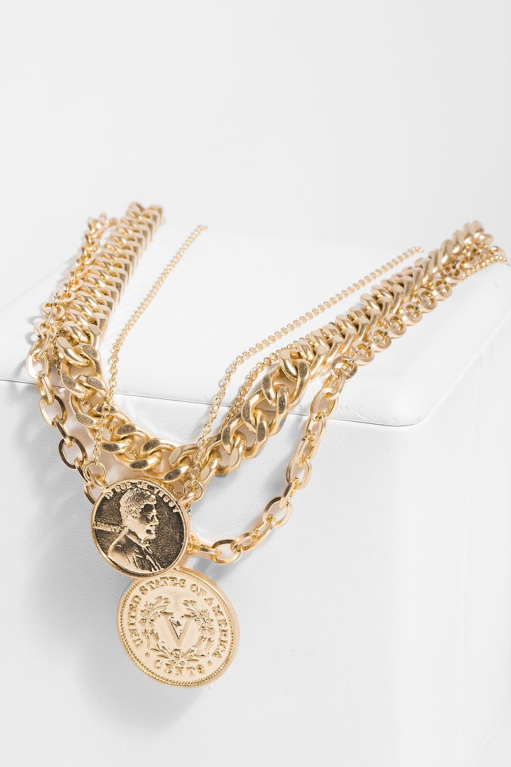 Layered Chain Coin Necklace