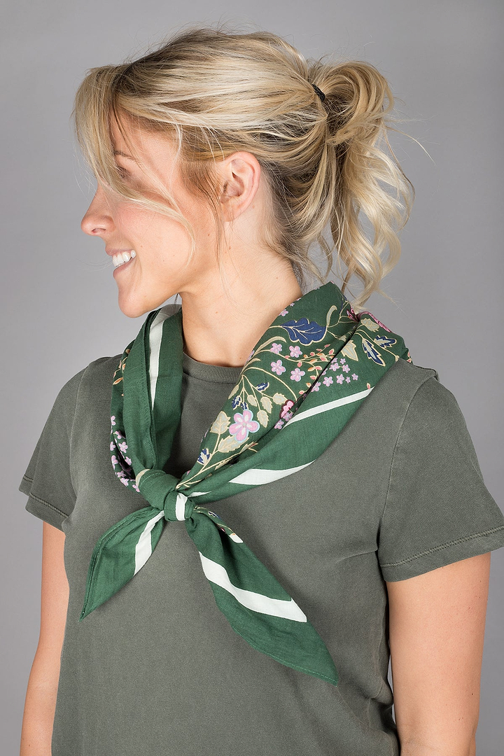 Oversized Cotton Bandana Dark Green
