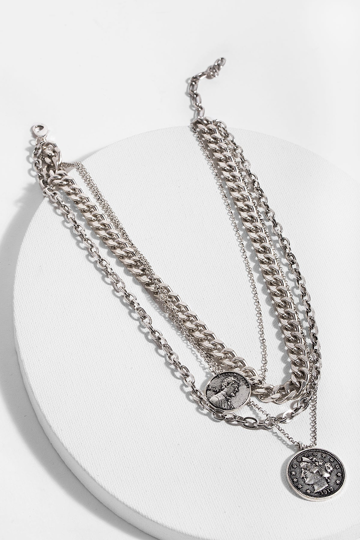 Layered Chain Coin Necklace