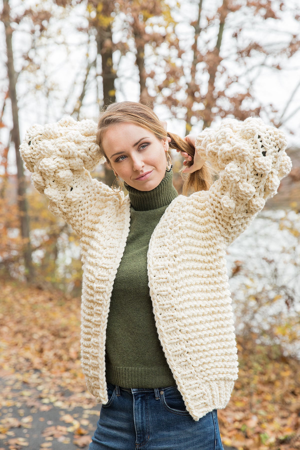 Knit Cardigan With Bauble Sleeves