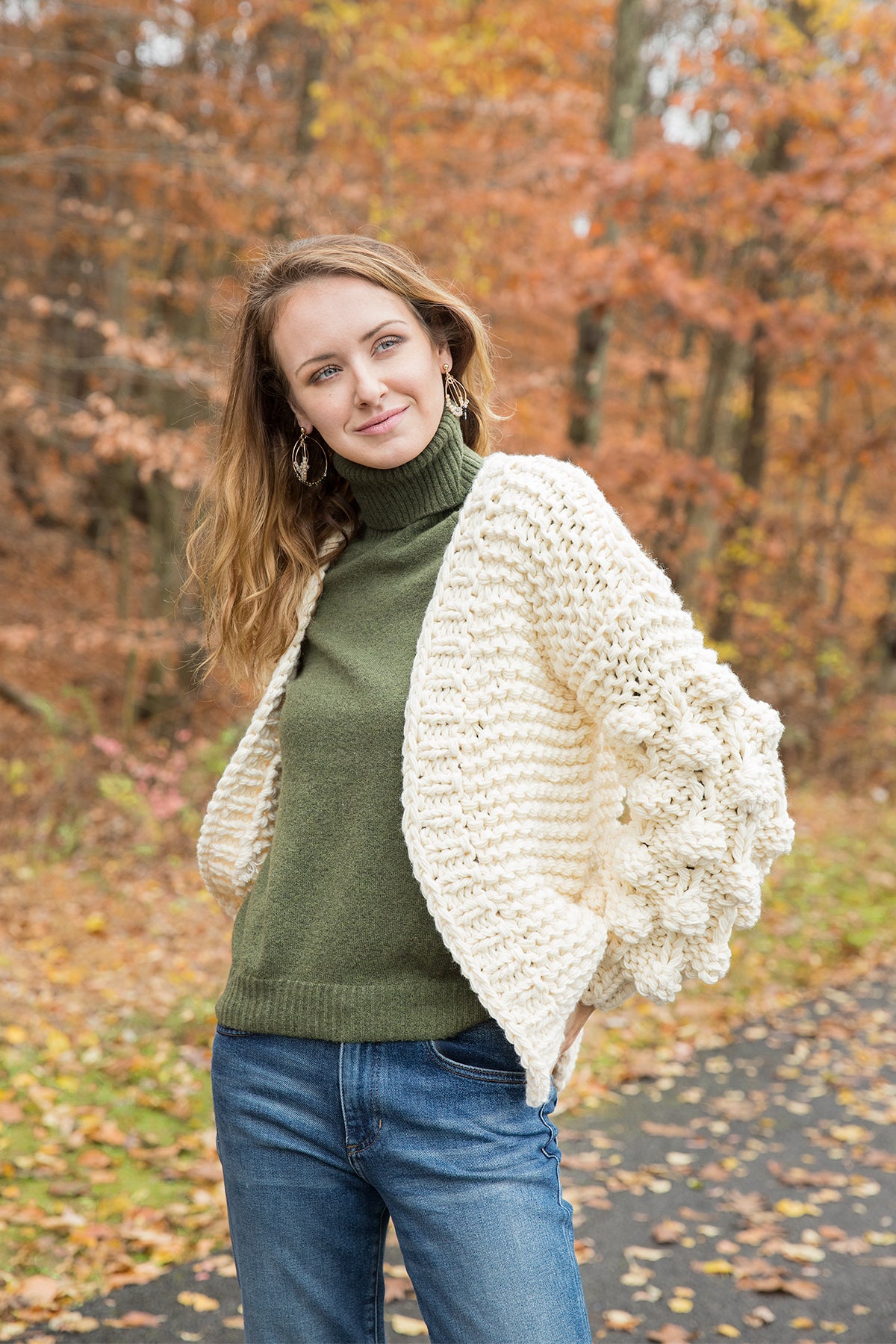 Knit Cardigan With Bauble Sleeves
