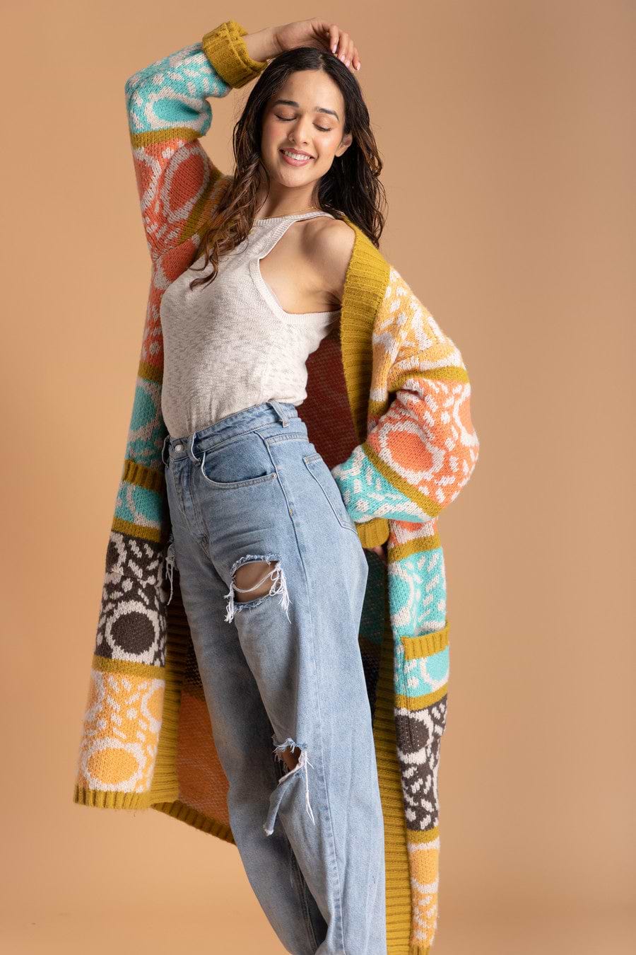 Carina Multi Long Knit Kimono