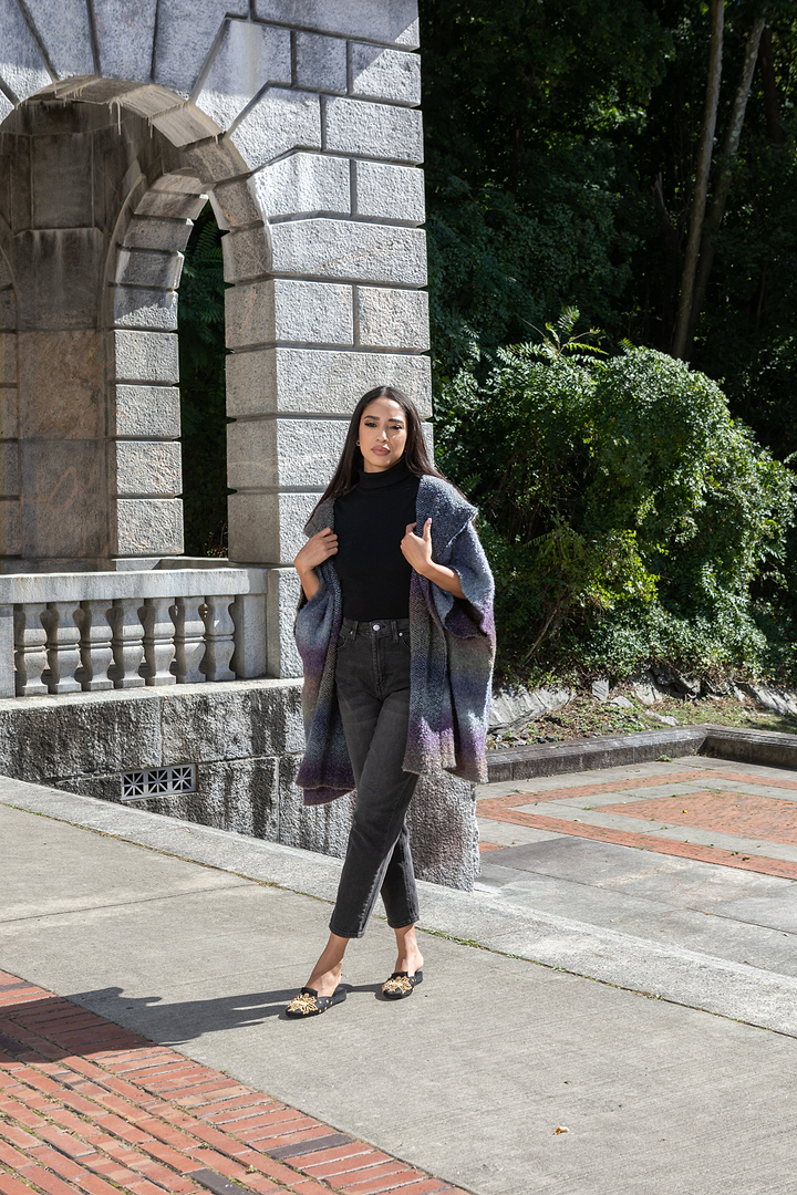 Hooded Kimono Multicolor Gradient