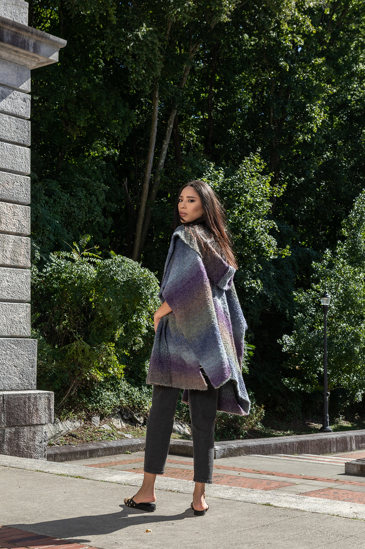 Hooded Kimono Multicolor Gradient