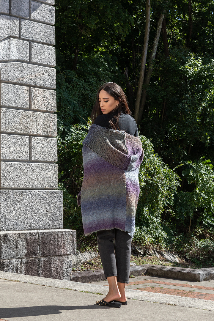 Hooded Kimono Multicolor Gradient