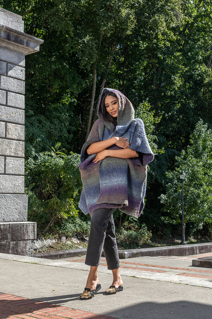 Hooded Kimono Multicolor Gradient
