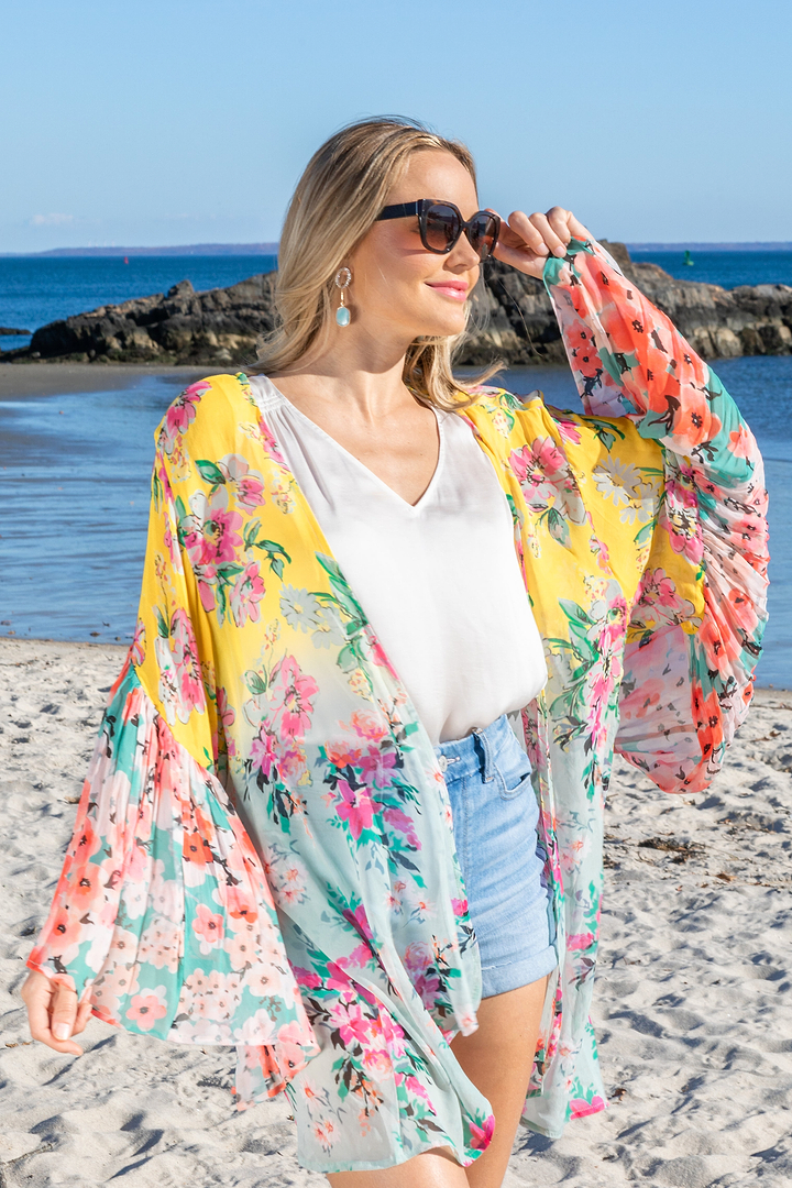 Mystical Garden Ruffle Sleeve Kimono