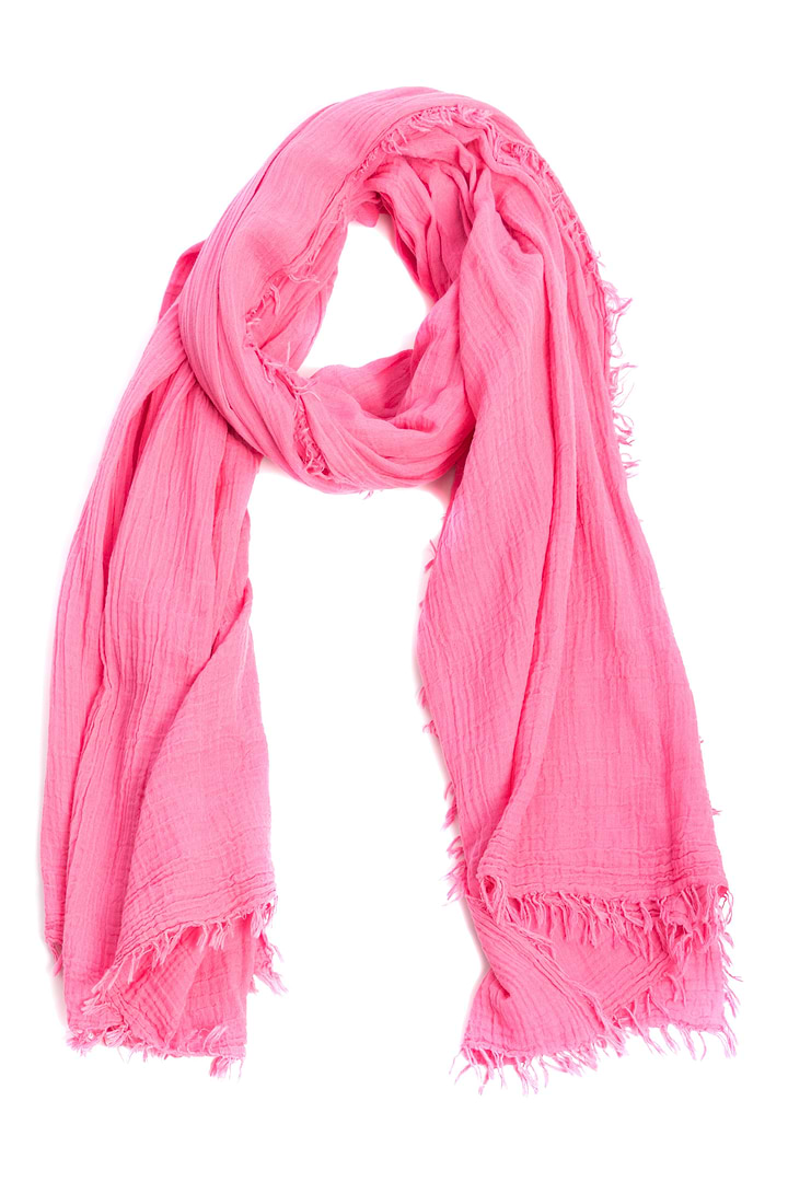 Solid Cotton Fringed Scarf Hotpink