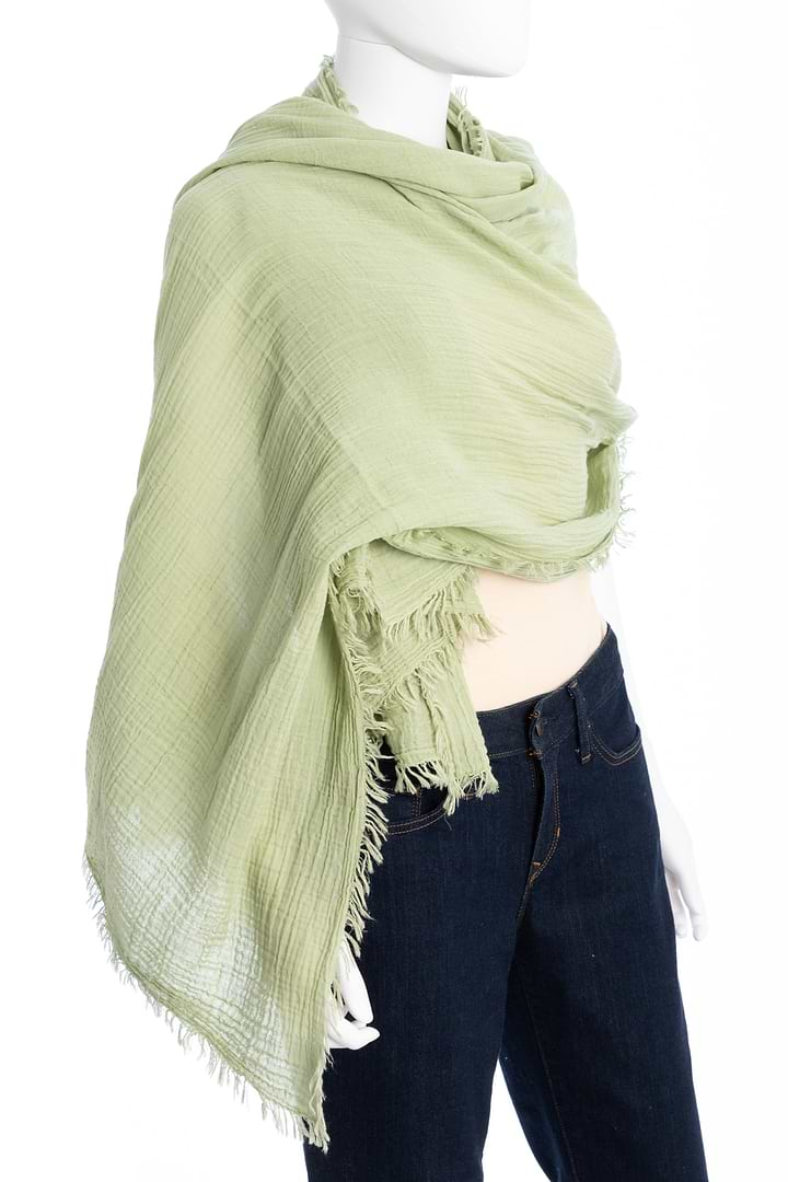 Solid Cotton Fringed Scarf Honey Dew