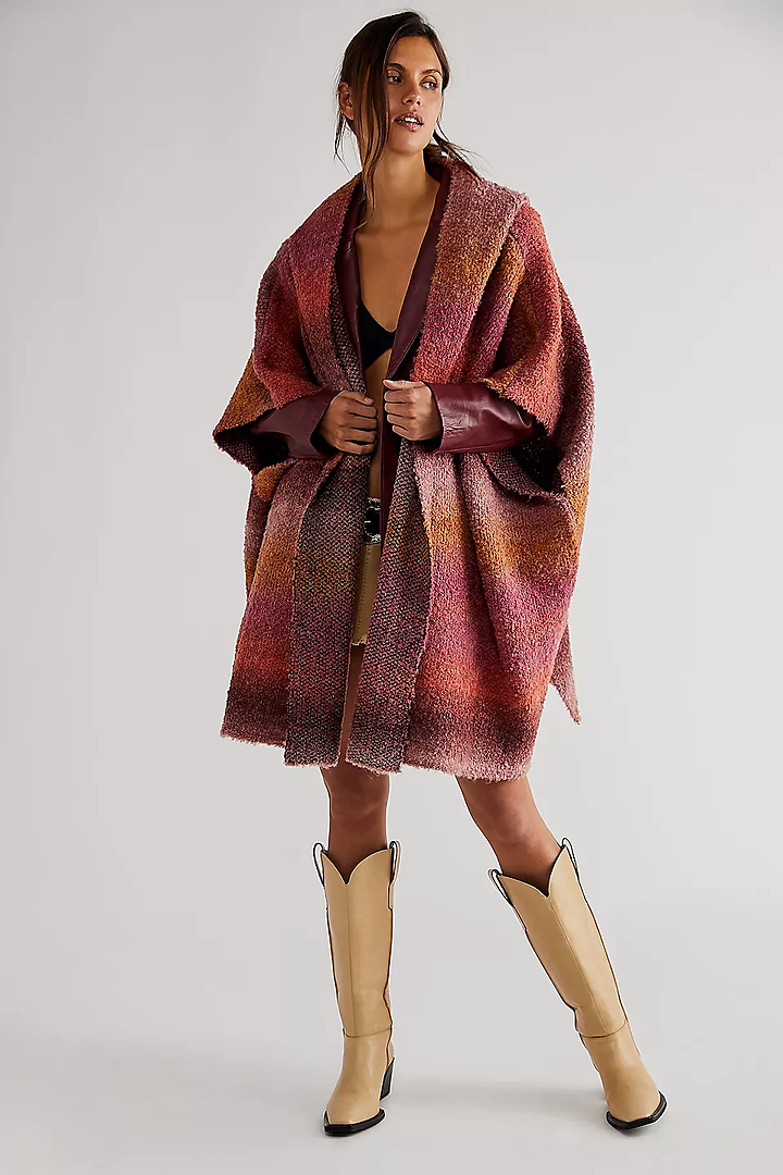 Hooded Kimono Multicolor Gradient