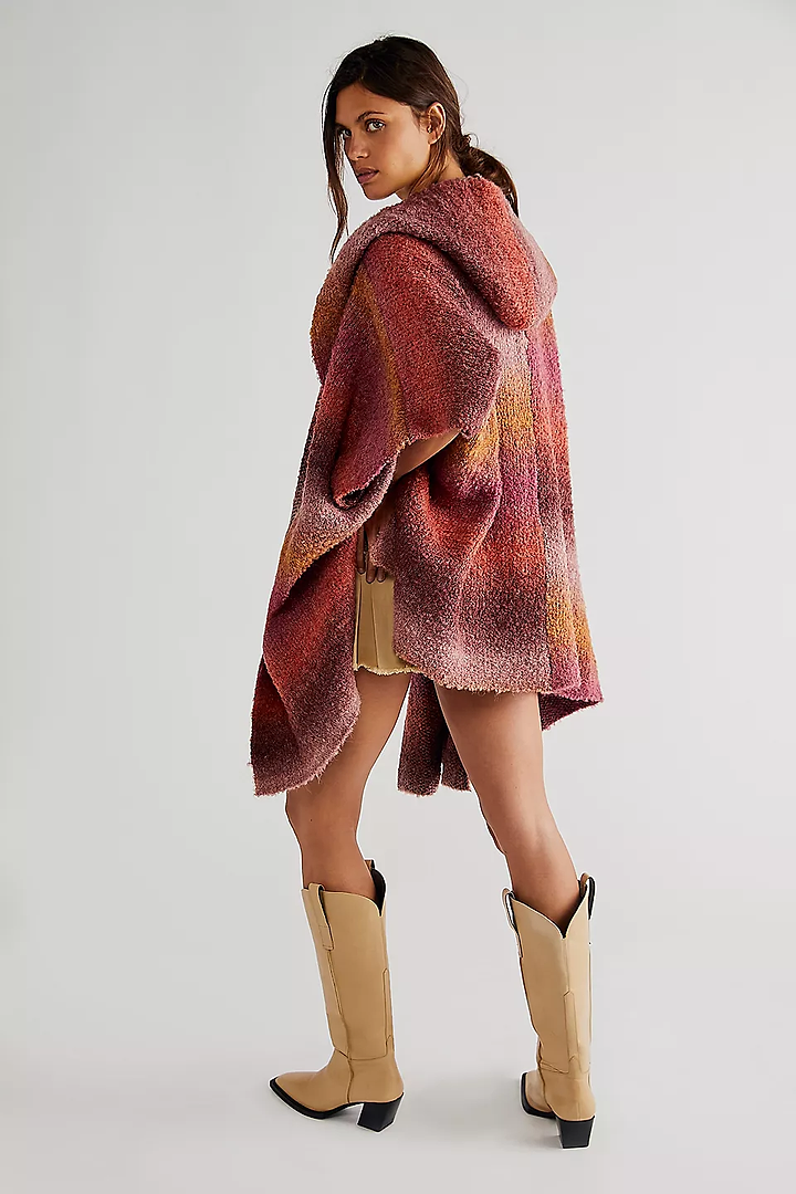 Hooded Kimono Multicolor Gradient