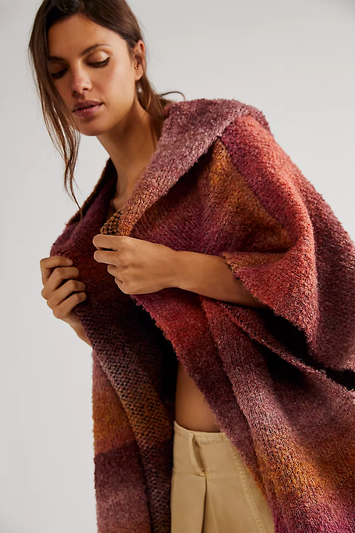Hooded Kimono Multicolor Gradient