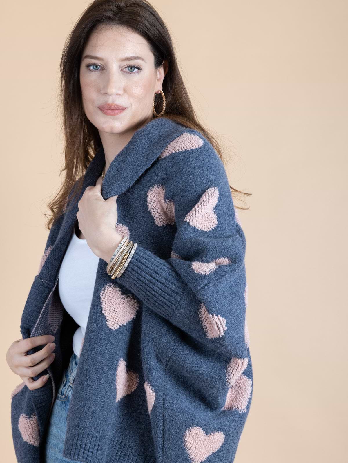 Heart Ribbed Knit Cardigan – SAACHI