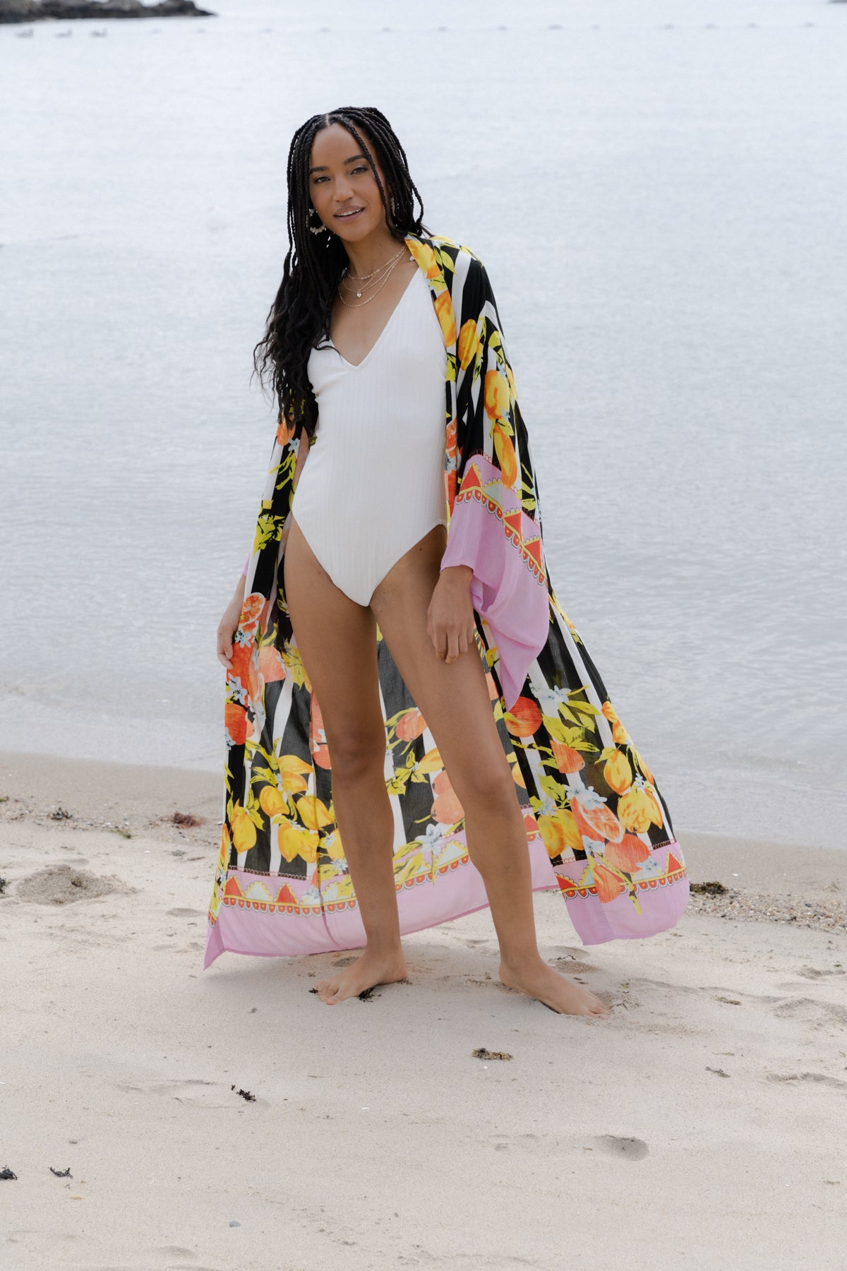 Citrus Print Kimono Long