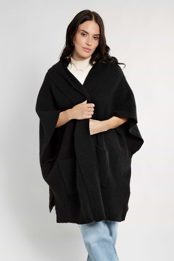 Oversized Hooded Kimono Black