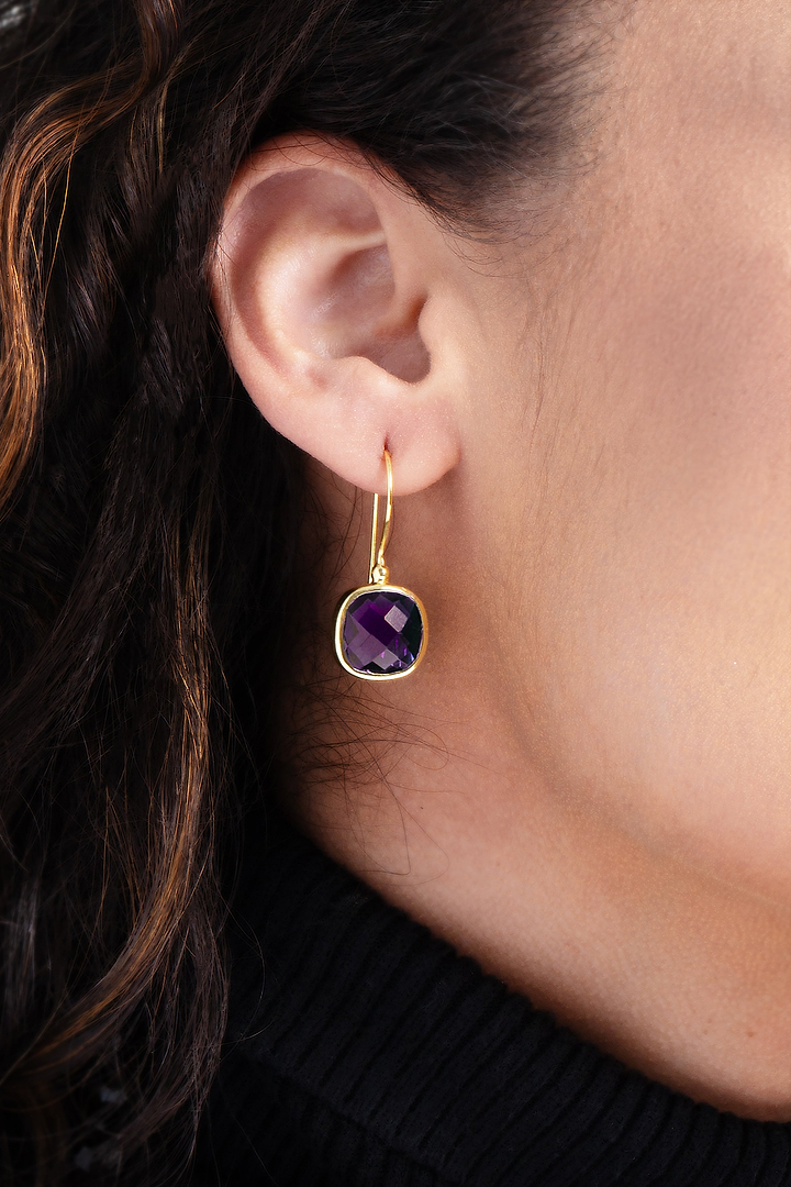 Cushion Cut Gemstone Earrings