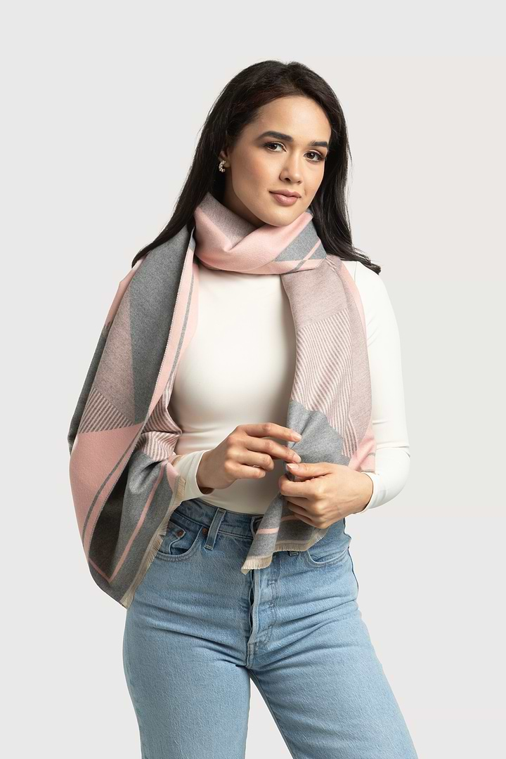 All About the Angles Reversible Scarf - SAACHI - Blush - Scarves