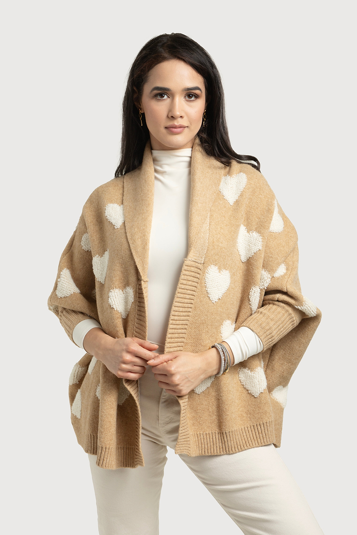Heart Cardigan Ribbed Knit