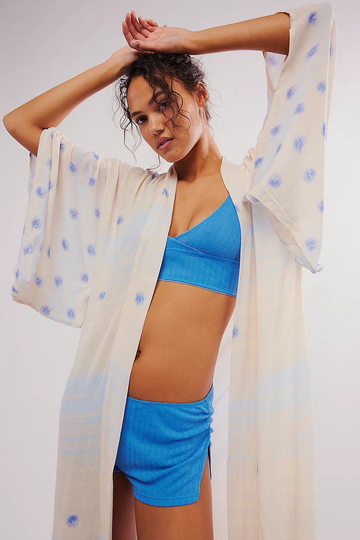 Soft Blue Dot Kimono