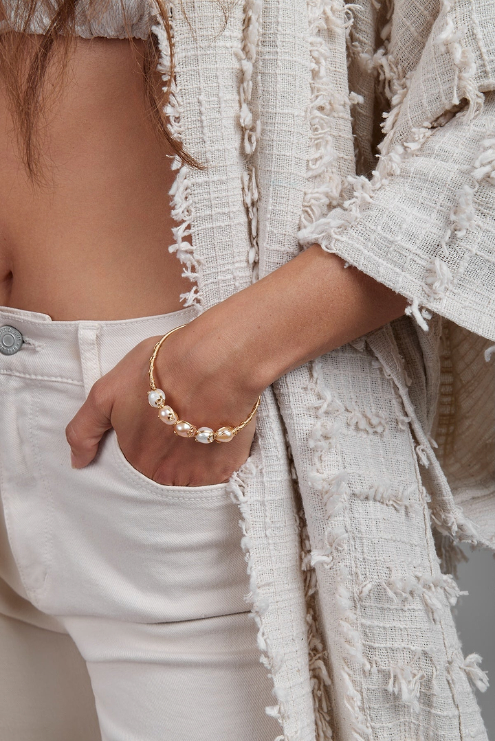 Ivory Fringe Long Jacket