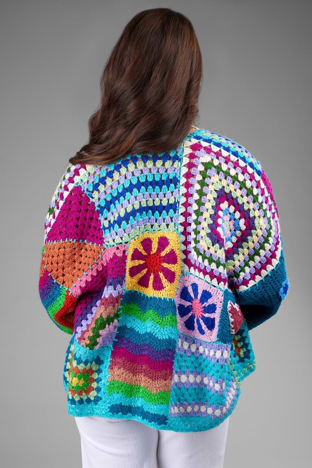 Vibrant Multi Pattern Crochet Cardigan
