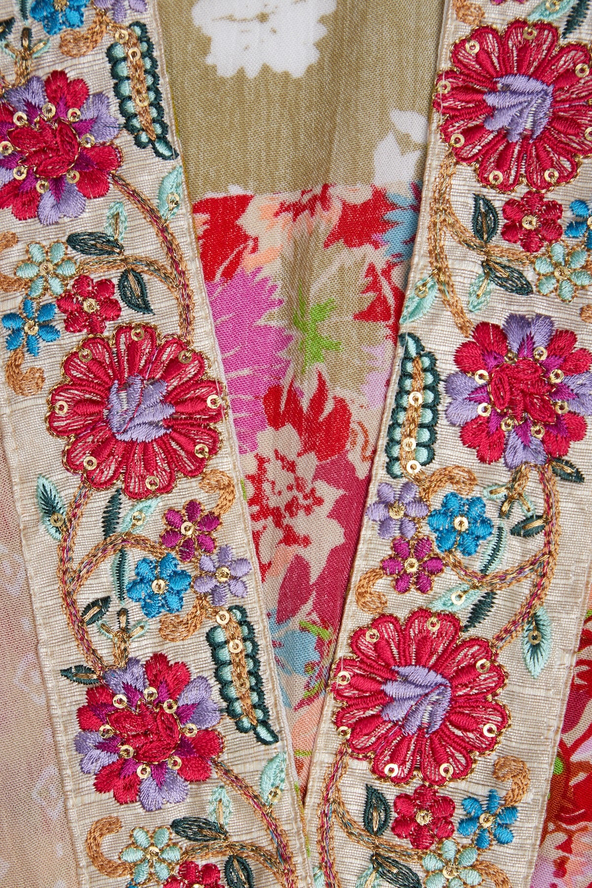 Lace Embroidered Floral Kimono