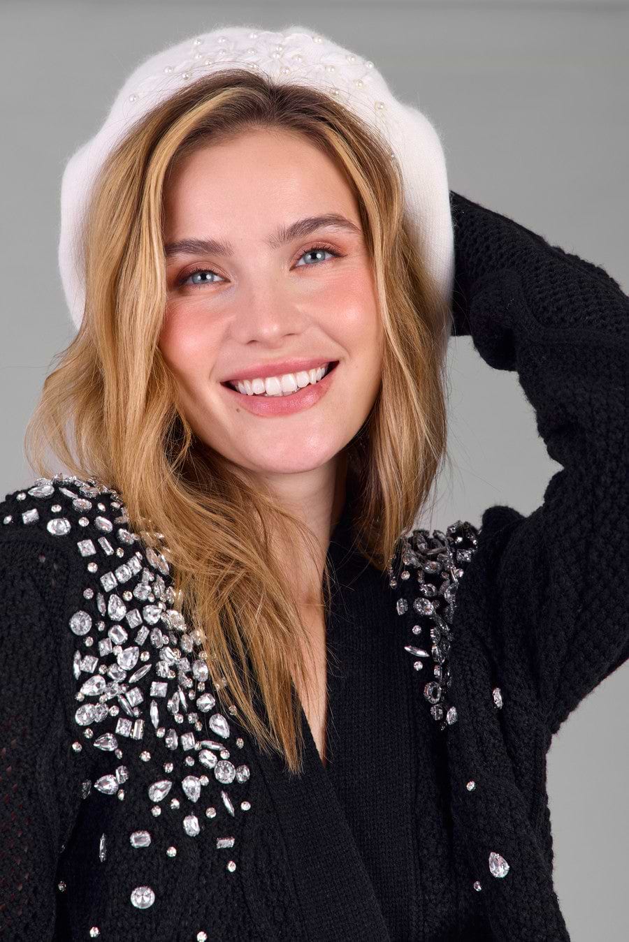 Pearl Embellished Floral Beret