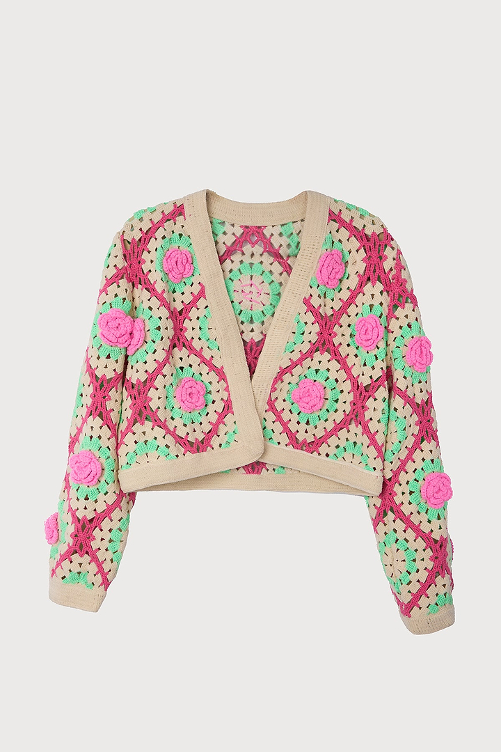 Rosette Crochet Cardigan