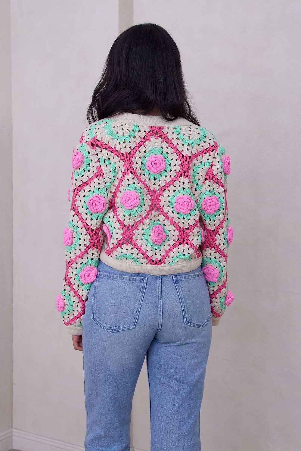 Rosette Crochet Cardigan