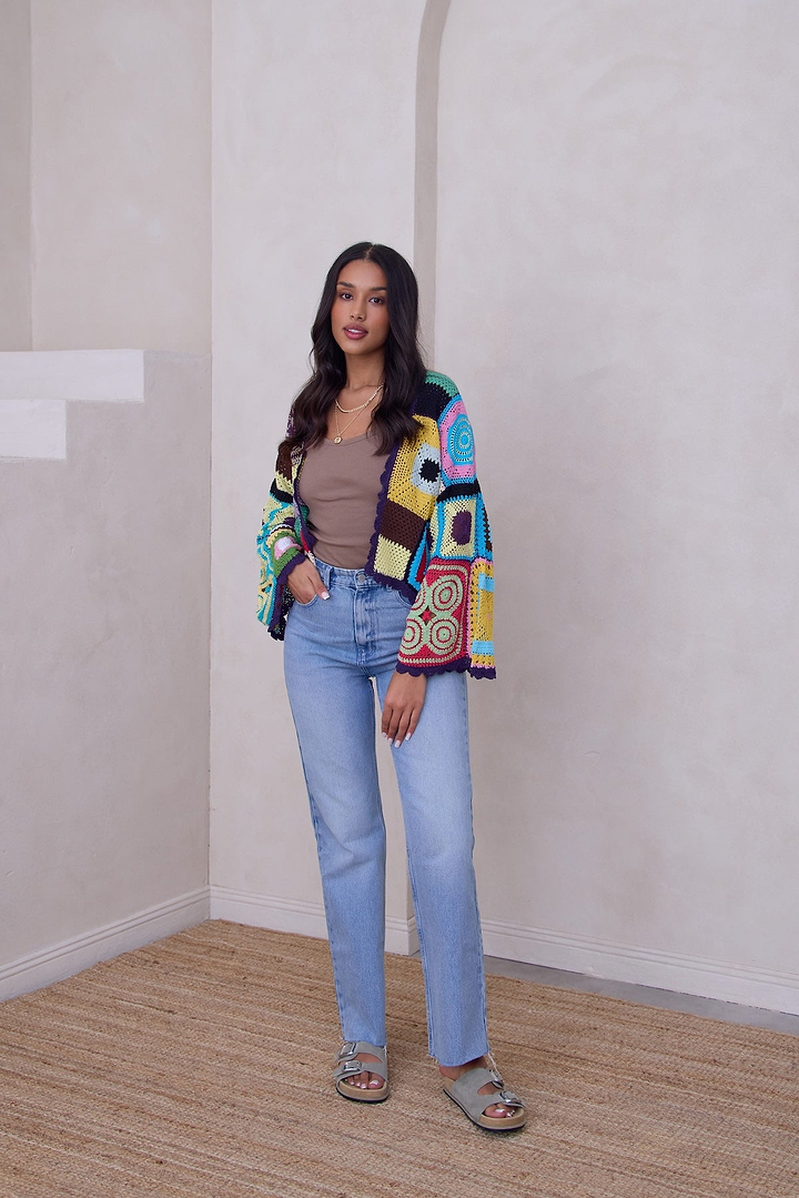 Multicolored Crochet Cardigan Cotton Jacket