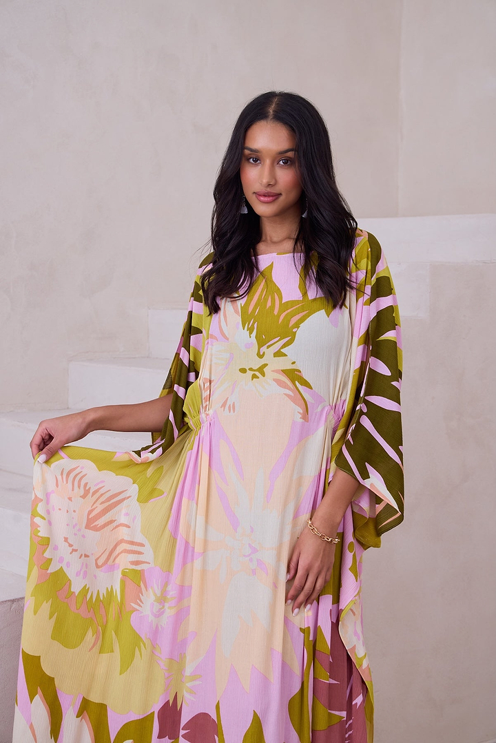 Multicolor Floral Kaftan Maxi
