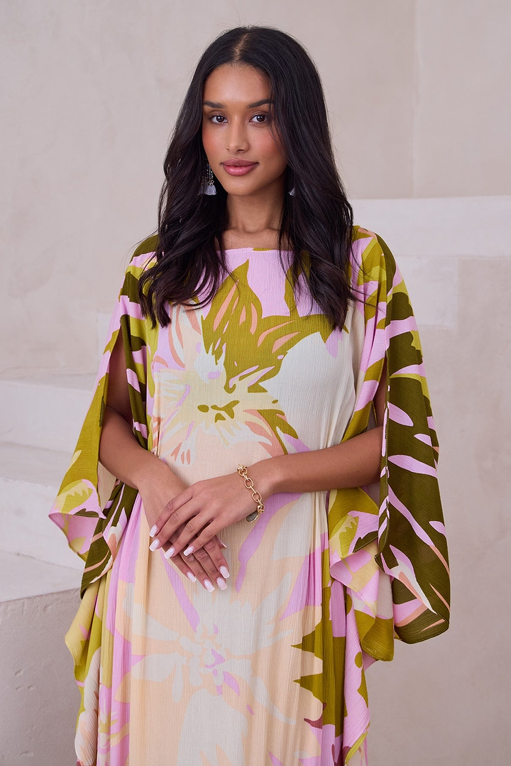 Multicolor Floral Kaftan Maxi