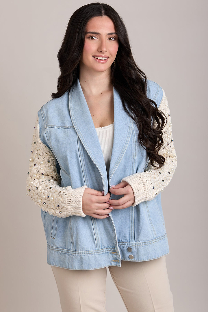 Pearl Knit Denim Jacket