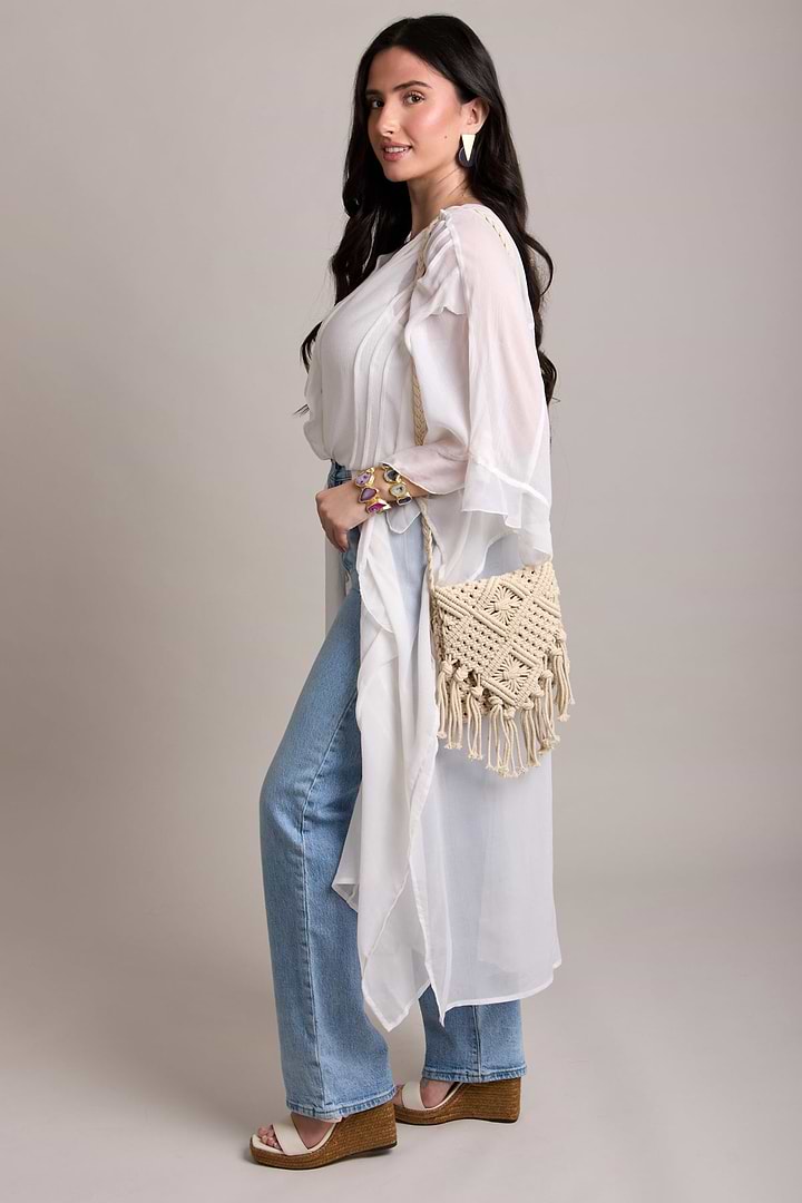 Ruffled Button Kaftan Cover Up