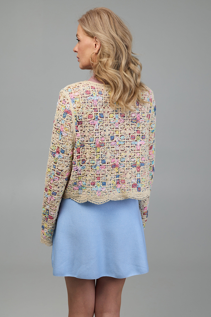 Scalloped Floral Crochet Cardi
