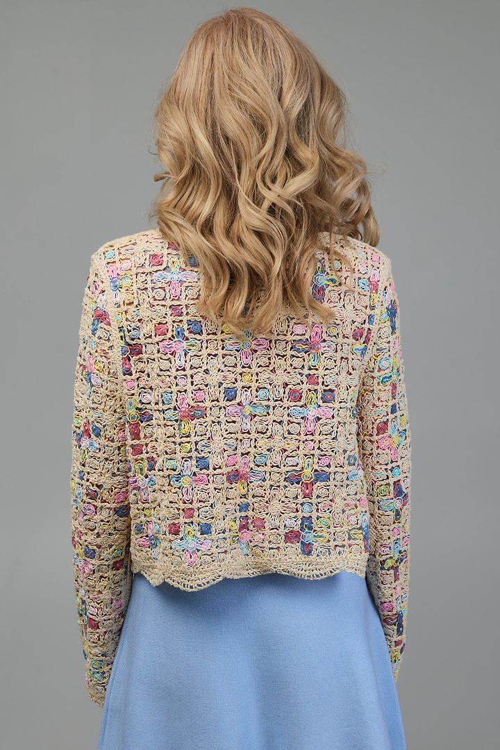 Scalloped Floral Crochet Cardi