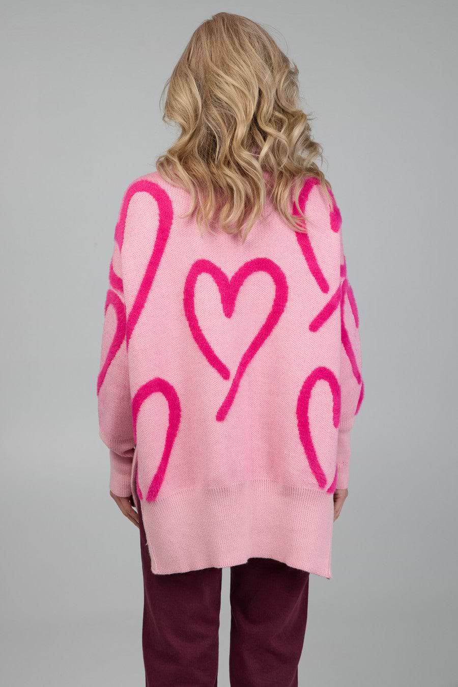 Whimsical Heart Sweater - Pink