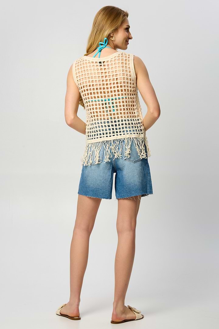 Chunky Knit Fringe Cover Up