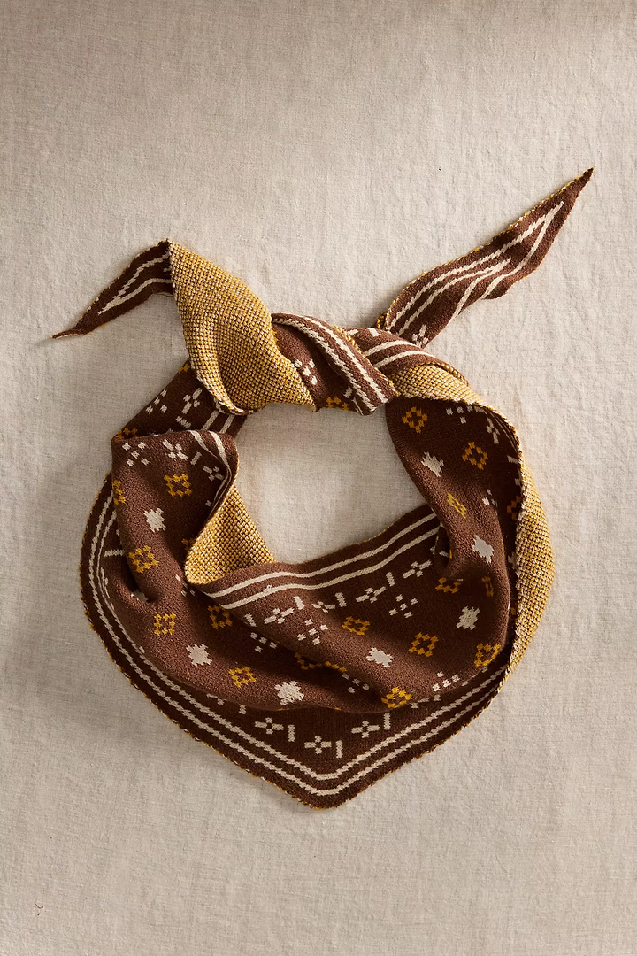 Foulard Knit Triangle Scarf - Brown