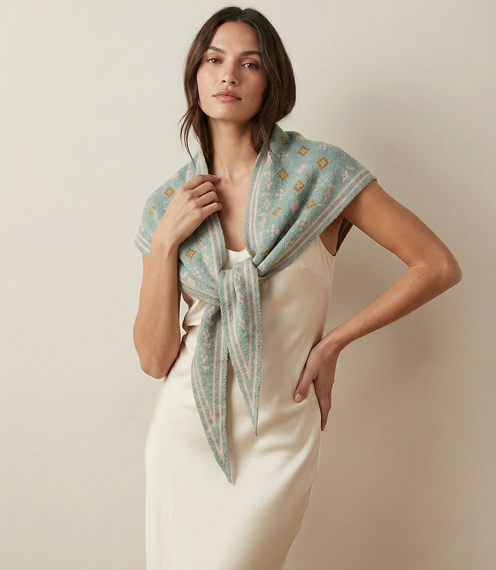 Foulard Knit Triangle Scarf - Light Blue