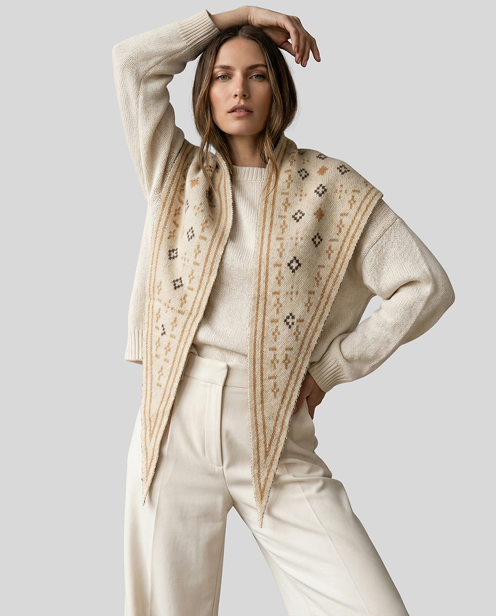 Foulard Knit Triangle Scarf - Cream