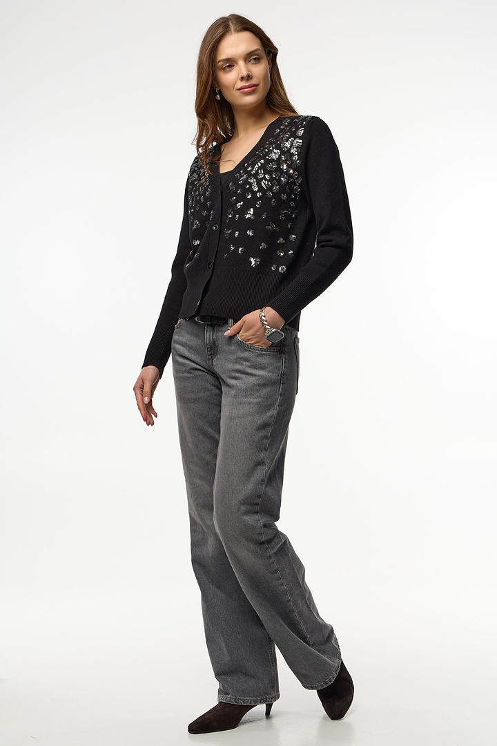 Deco Drip Sparkle Cardigan - Black